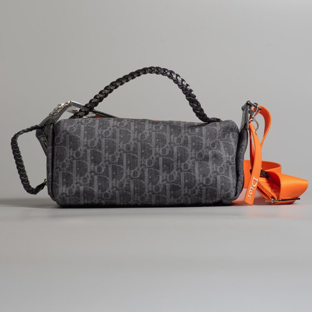 Christian Dior Trotter Denim Shoulder Bag Orange Navy